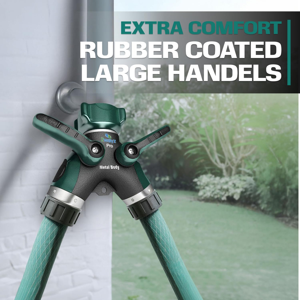 2WAYZ Hose Splitter 2 Way Heavy Duty Outdoor Faucet and Garden Connector - Water Spigot Splitter