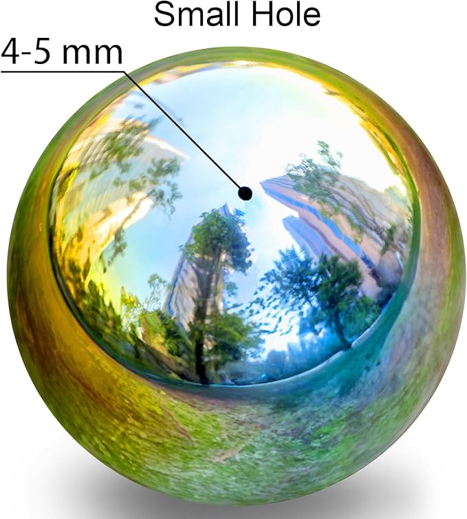 yarlung Set of 10 Stainless Steel Rainbow Gazing Balls, 50-150 mm Garden Mirror Globe Floating Pond