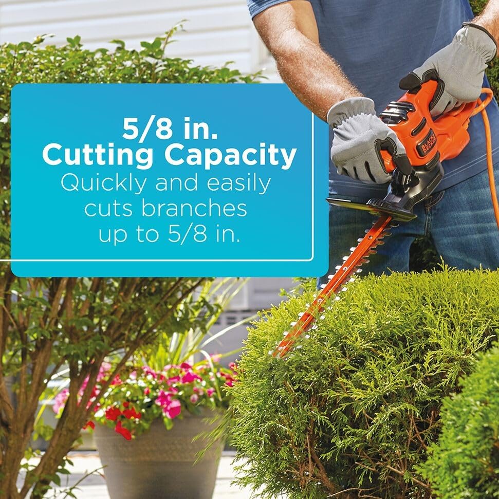 BLACK+DECKER Electric Hedge Trimmer, 17-Inch Corded 3.2 Amp, Dual Action, Reduced Vibration