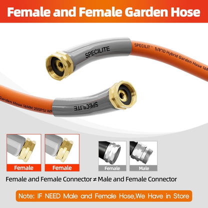 SPECILITE Garden Water Hose 10 ft x 5/8 in with Female to Female Connector, Small Leader Hose for