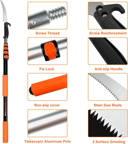 Buyplus 26FT Reach Pole Saws for Tree Trimming, Pole Saw with 5-20FT Telescoping Extension Pole