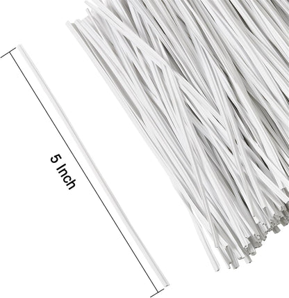 300 pcs 5 inches White Plastic Twist Ties, Cable Ties, for Bags, Gardening Tools