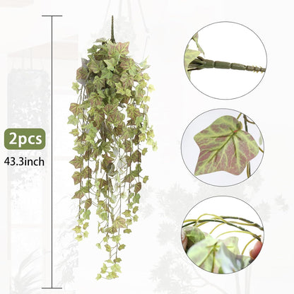 RECUTMS Ivy Vine Artificial Hanging Plants 39.4 Inch Faux Plastic Leaves Greenery Bushes for Shelf