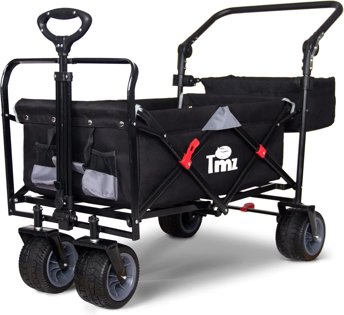 TMZ All Terrain Utility Folding Wagon, Collapsible Garden Cart, Heavy Duty Beach Wagon, for
