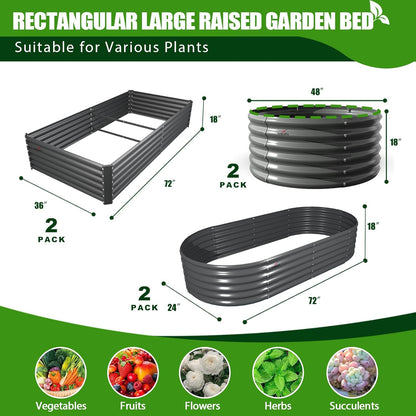 A ANLEOLIFE 6-Pack 4X4 & 6X3 & 6X2 Deep Root Galvanized Raised Garden Beds Outdoor for Planting