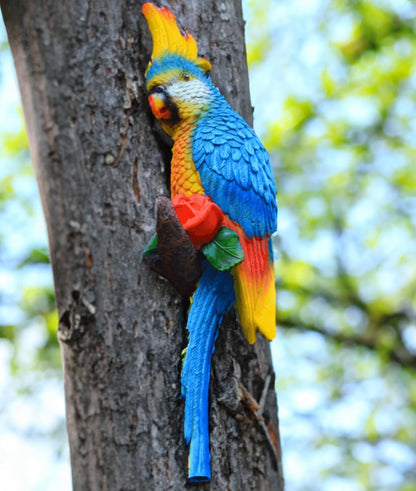 Tropical Hanging Parrot Decor,Resin Bird Figurines,Real Bird Statues,Home Ornament Decor for Tiki