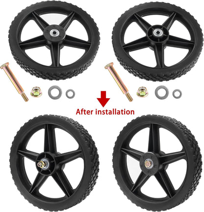 Parts Camp 12" Lawn Mower Wheels Kits 12 x 1.75'' Spoked Plastic Wheel and Tire For Push Mower
