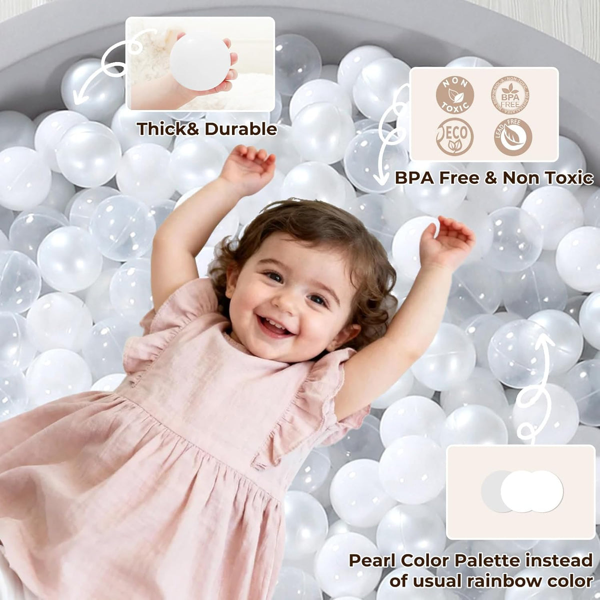 TRENDPLAY Plastic Balls for Ball Pits 2.2 Inch, Pack of 50 100 200 500 Hollow Balls, Perfect for