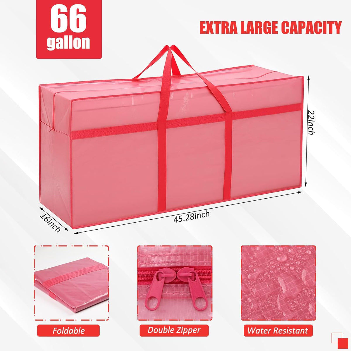 4 Pcs 66 Gallon Large Moving Bags with Zipper and Handles Foldable Storage Duffle Bags Heavy Duty