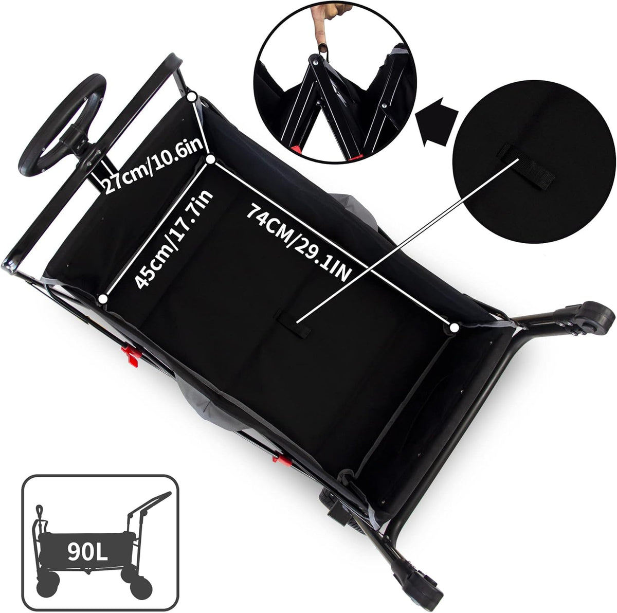 TMZ All Terrain Utility Folding Wagon, Collapsible Garden Cart, Heavy Duty Beach Wagon, for