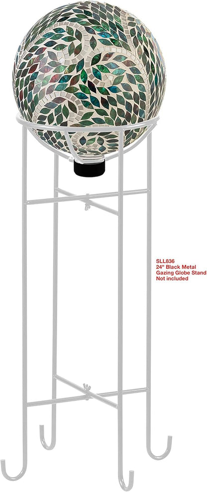 Alpine Corporation 10" Diameter Indoor/Outdoor Glass Mosaic Gazing Globe Yard Decoration, Scroll