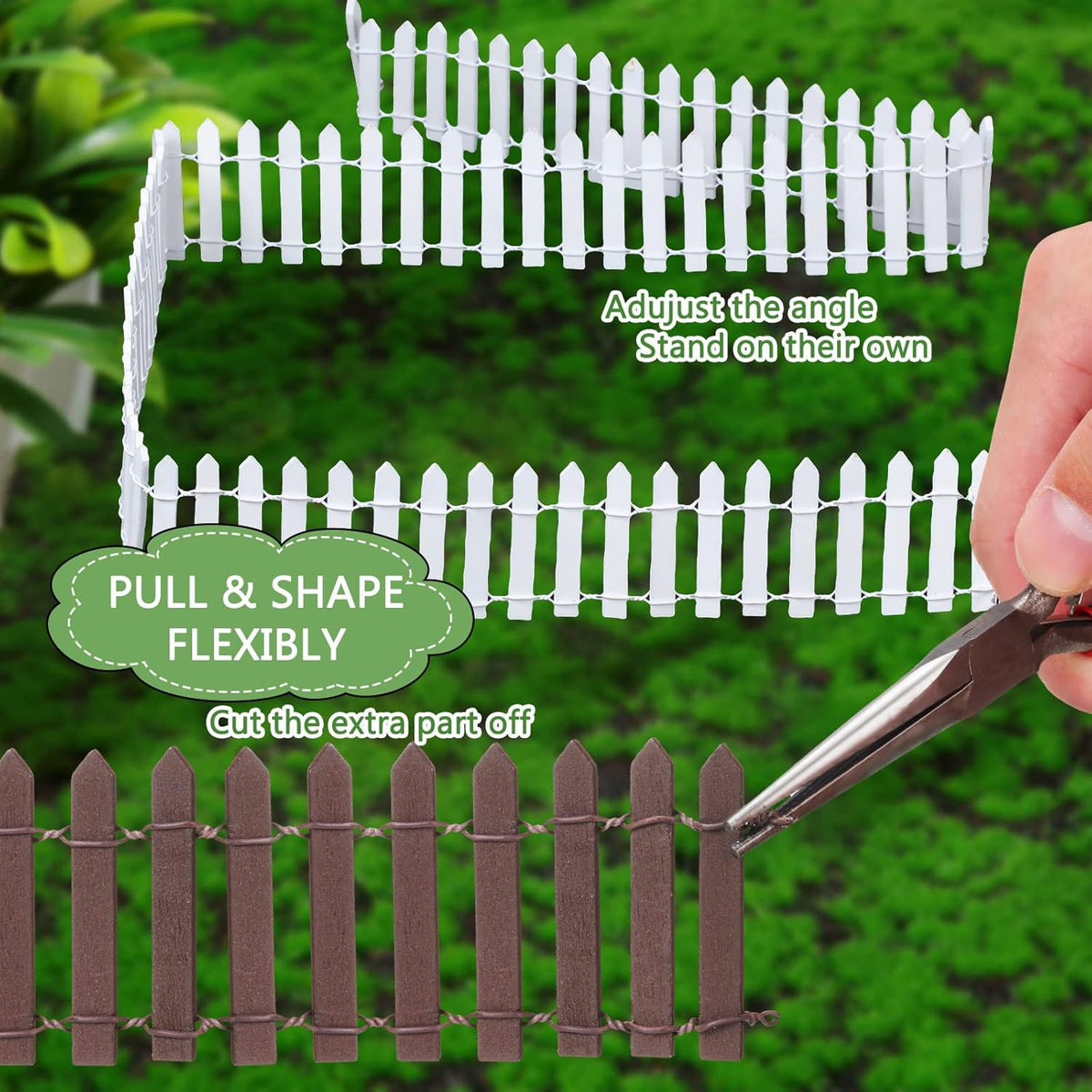 Kigley 6 Pcs 40 Inch Fairy Fence Wood Miniature Garden Picket Fence Decorations for DIY Plant Pot
