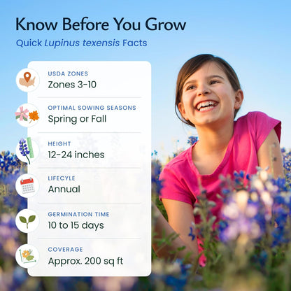Created By Nature Texas Bluebonnet Seeds, 750+ Wildflower Seeds, Texas State Flower