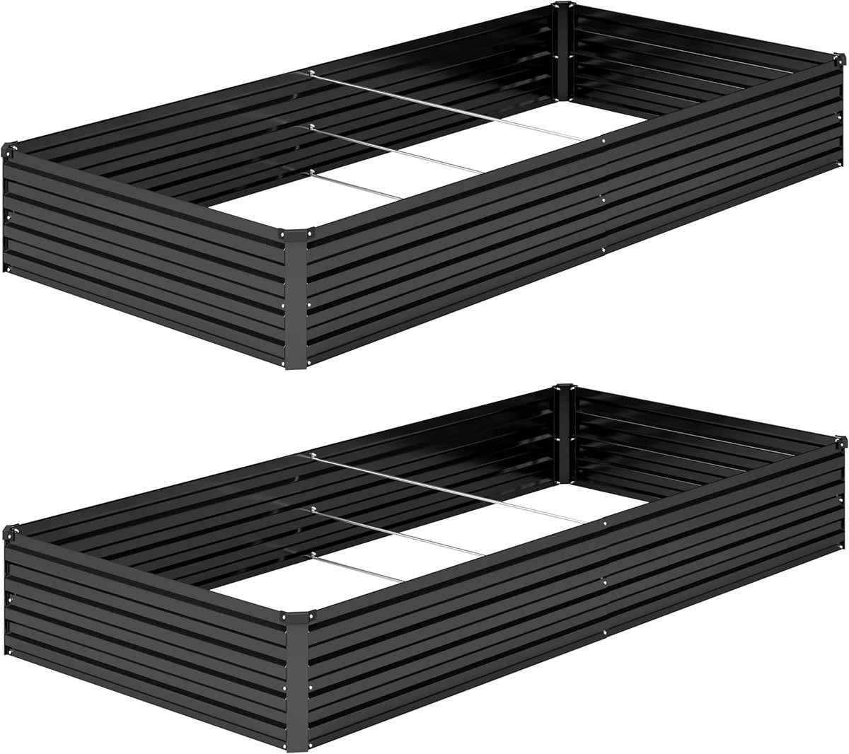 2PCS 8x4x1FT Galvanized Raised Garden Bed Kit,Vegetable Boxes-Rectangle Metal Flower Box,Large