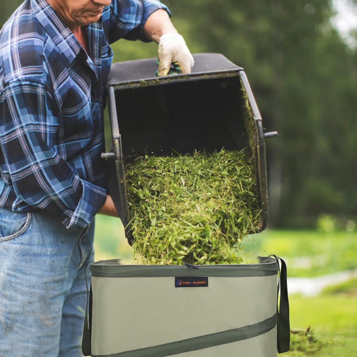 YUDI & GARDEN 46 Gallon Square Collapsible Yard Waste Containers｜Collapsible Trash Can｜Camping