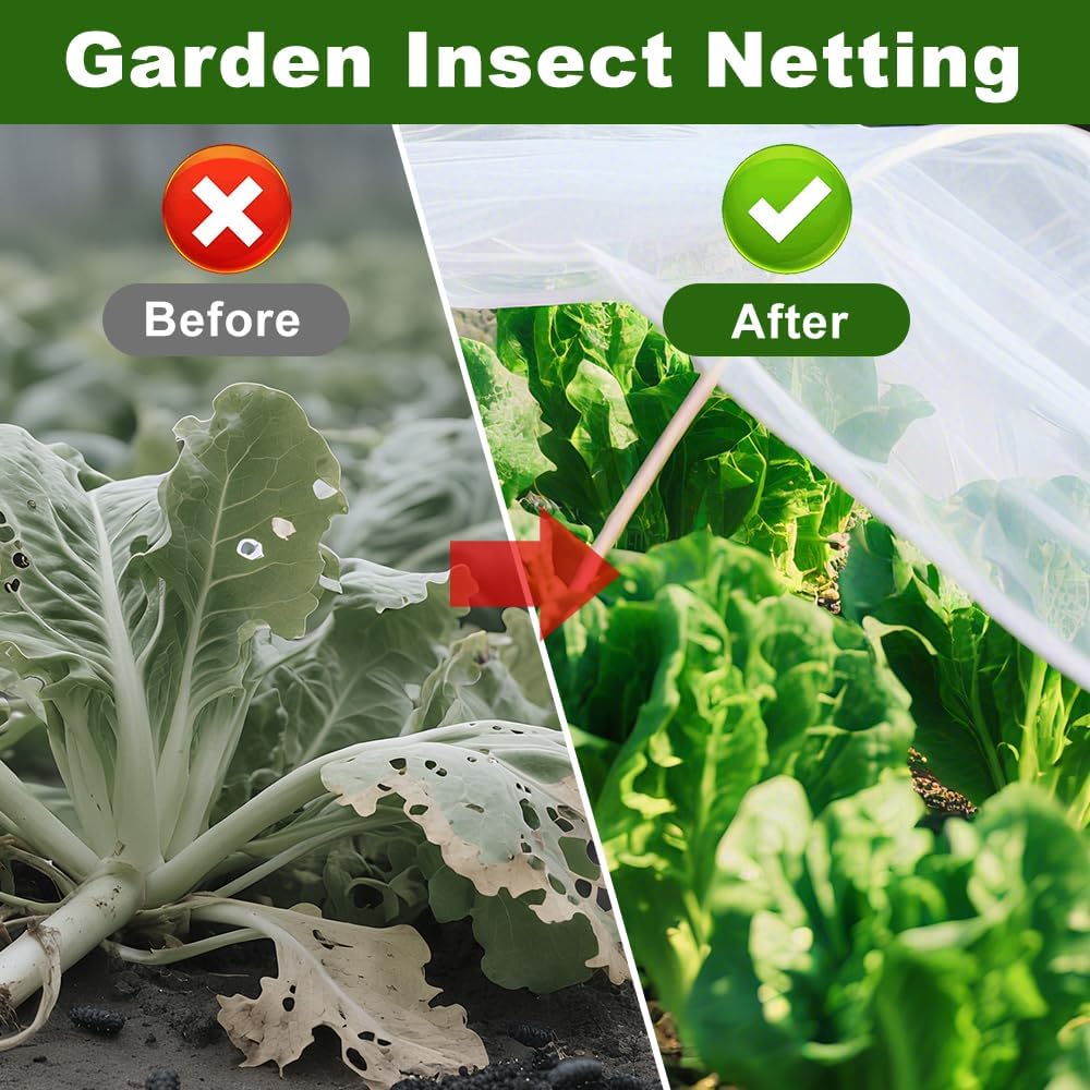 Agfabric Garden Netting 10'x25' Insect Pest Barrier Bird Netting for Garden Protection,Row Cover