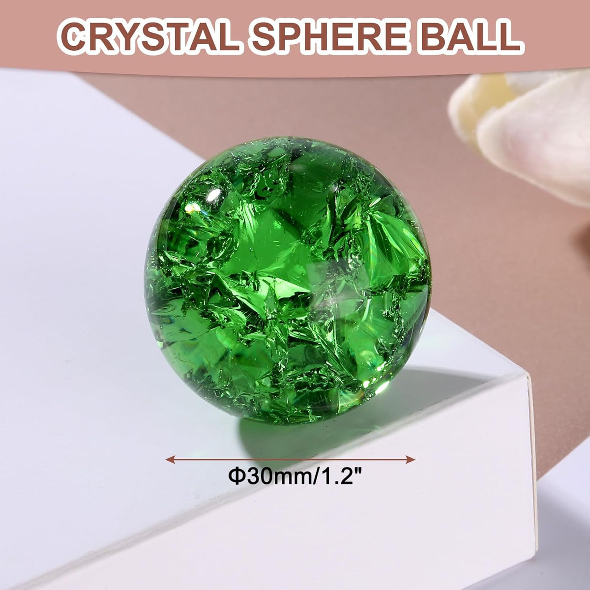 uxcell 30mm/1.2" Crystal Sphere Ball Ice Cracked Glass Solid Decorative Sphere Crystal Ball Prop