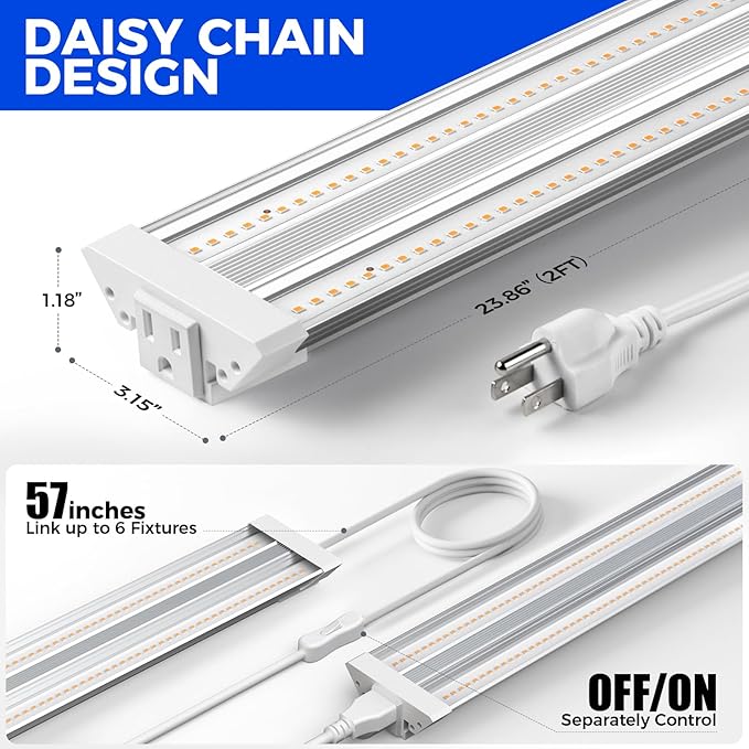 Barrina TX36 2FT Grow Lights for Seed Starting, 144W(4 x 36W, 800W Equivalent), High PPFD, Full