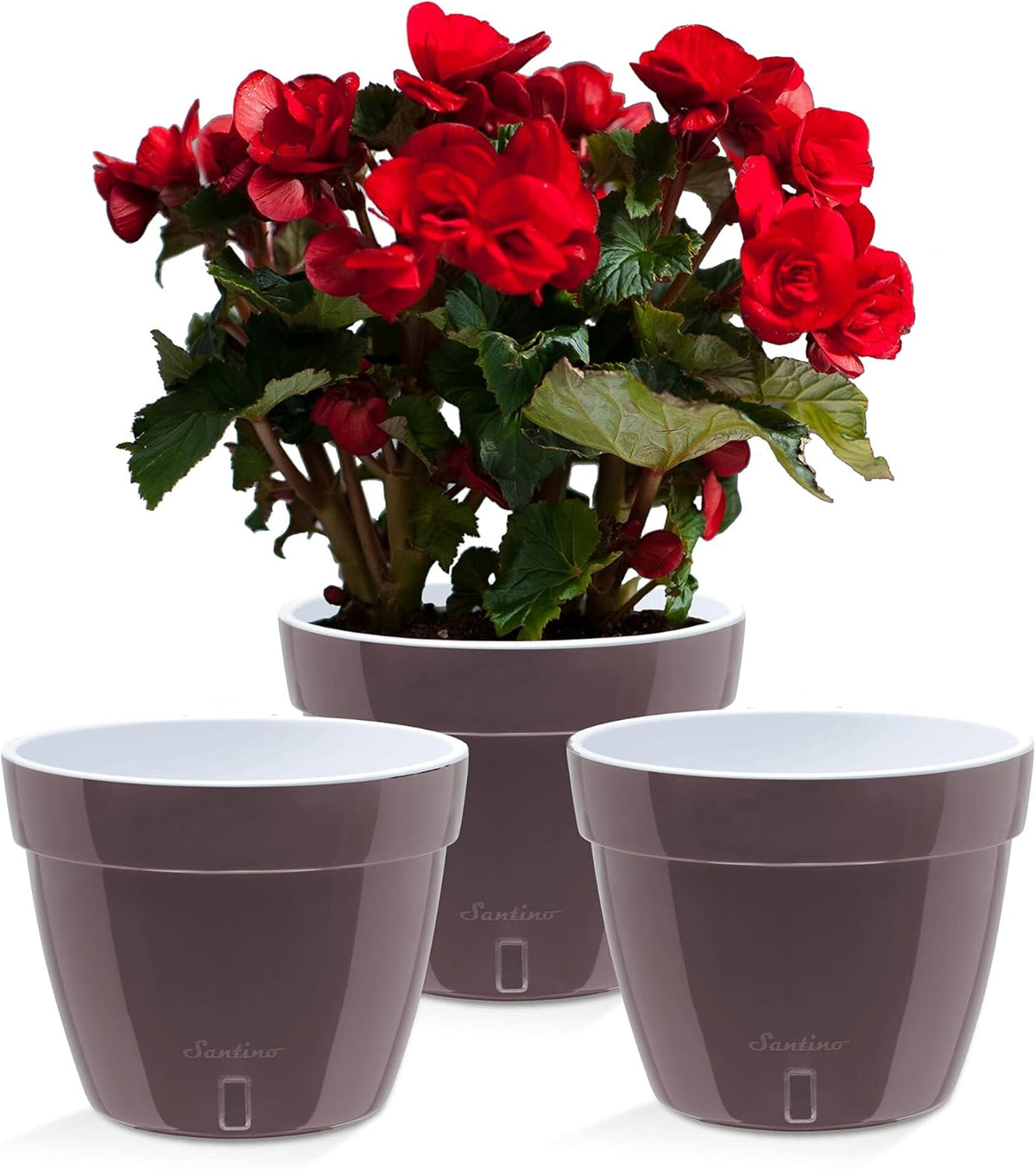 Santino ASTI 7.9 Inch Self Watering Planters Shade/White (Set of 3) for Indoor Plants - Premium