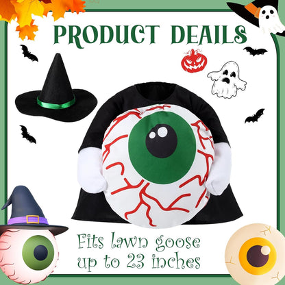 Sanwuta 1 Set Halloween Porch Goose Outfit Eyeball Pillow Design with Hat for 23" Lawn Cement Goose