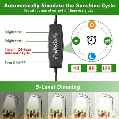 Grow Lights for Indoor Plants, Full Spectrum LED Plant Light Features a Telescoping Rod and a