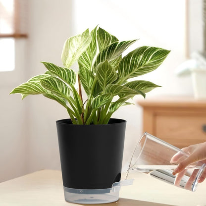 4 Inch 10 Pack Small Self Watering Pots for Indoor Plants, Nursery Pot with Drainage Holes and