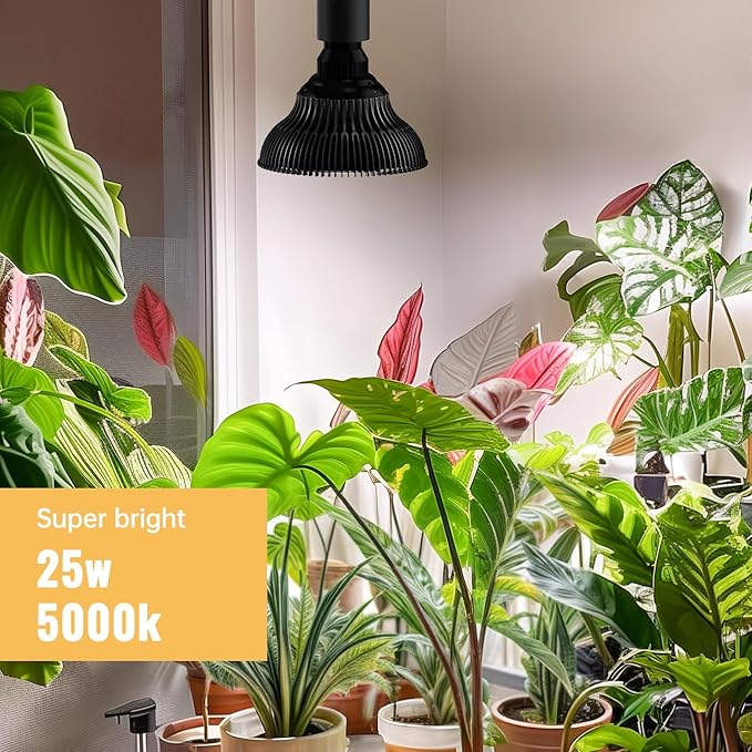 Hanging Grow Lights for Indoor Plants, 25W 5000K, LED Hanging Grow Light with Timer, Height