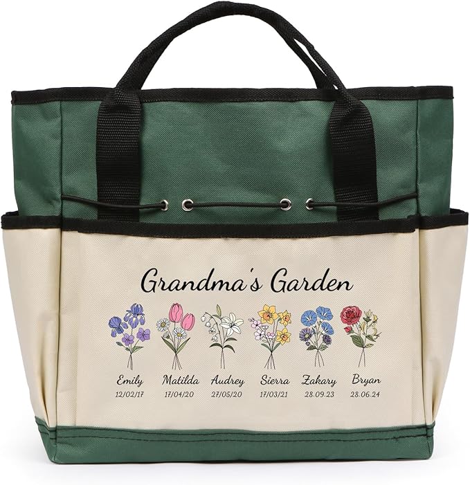 Personalized Garden Tools Set for Women: Custom Text Garden Tool Bag and Garden Shovel & Transplant