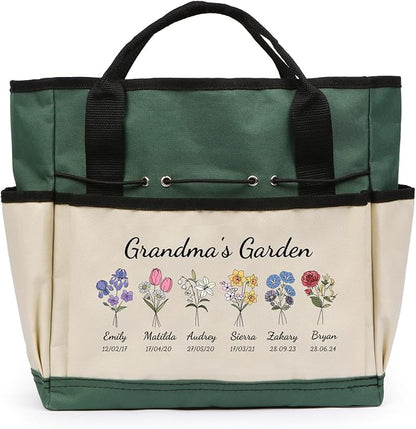 Personalized Garden Tools Set for Women: Custom Text Garden Tool Bag and Garden Shovel & Transplant