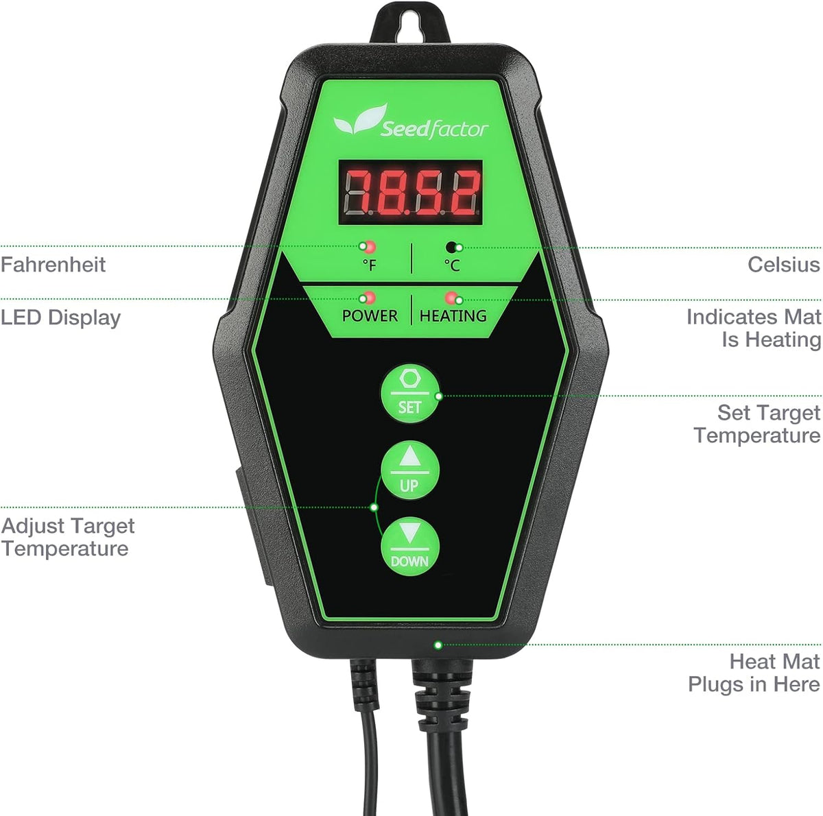 Seedfactor Digital Heat Mat Thermostat Controller for Seed Germination, Reptiles and Brewing