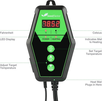 Seedfactor Digital Heat Mat Thermostat Controller for Seed Germination, Reptiles and Brewing