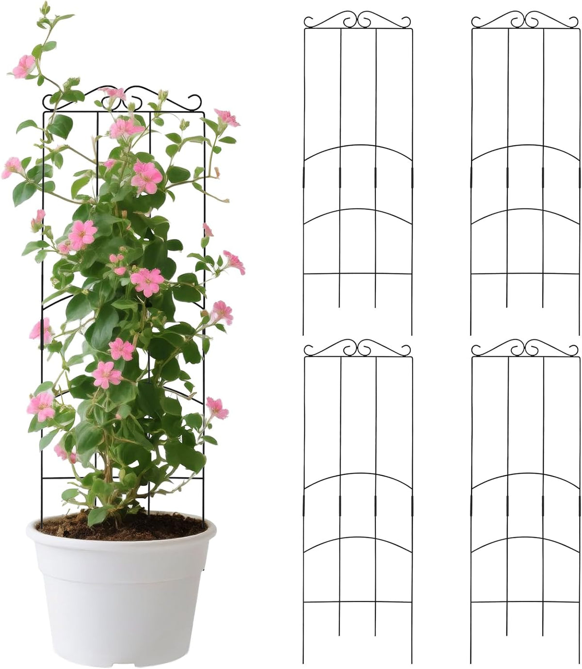 32 Inch Metal Plant Trellis for Climbing Plants Outdoor，4 Pack Garden Trellis for Potted Climbing
