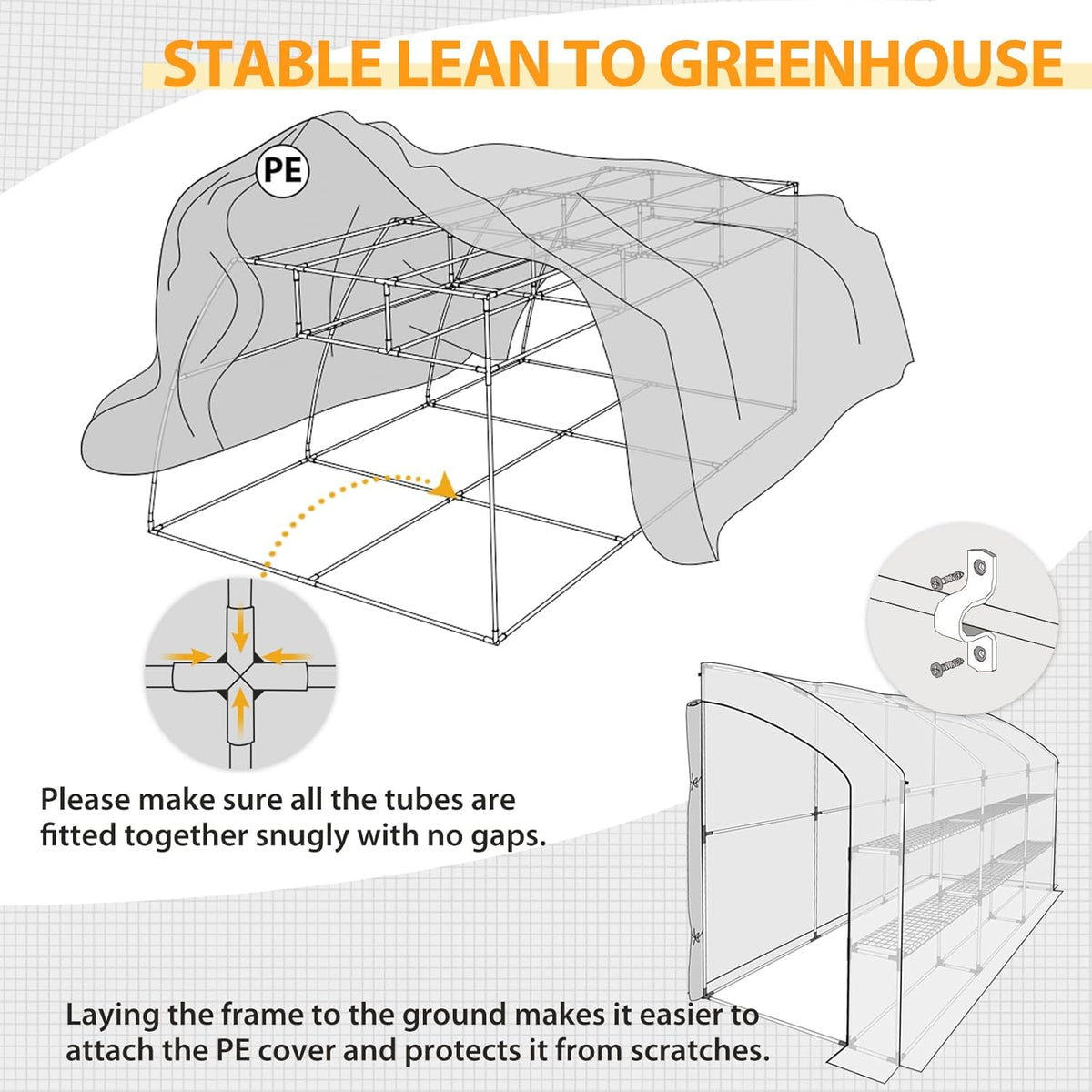 EAGLE PEAK 3 Tier Lean to Portable Greenhouse, Heavy-Duty Indoor & Outdoor Garden with Wire