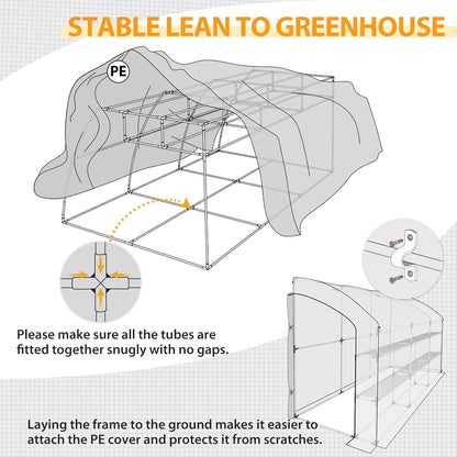 EAGLE PEAK 3 Tier Lean to Portable Greenhouse, Heavy-Duty Indoor & Outdoor Garden with Wire