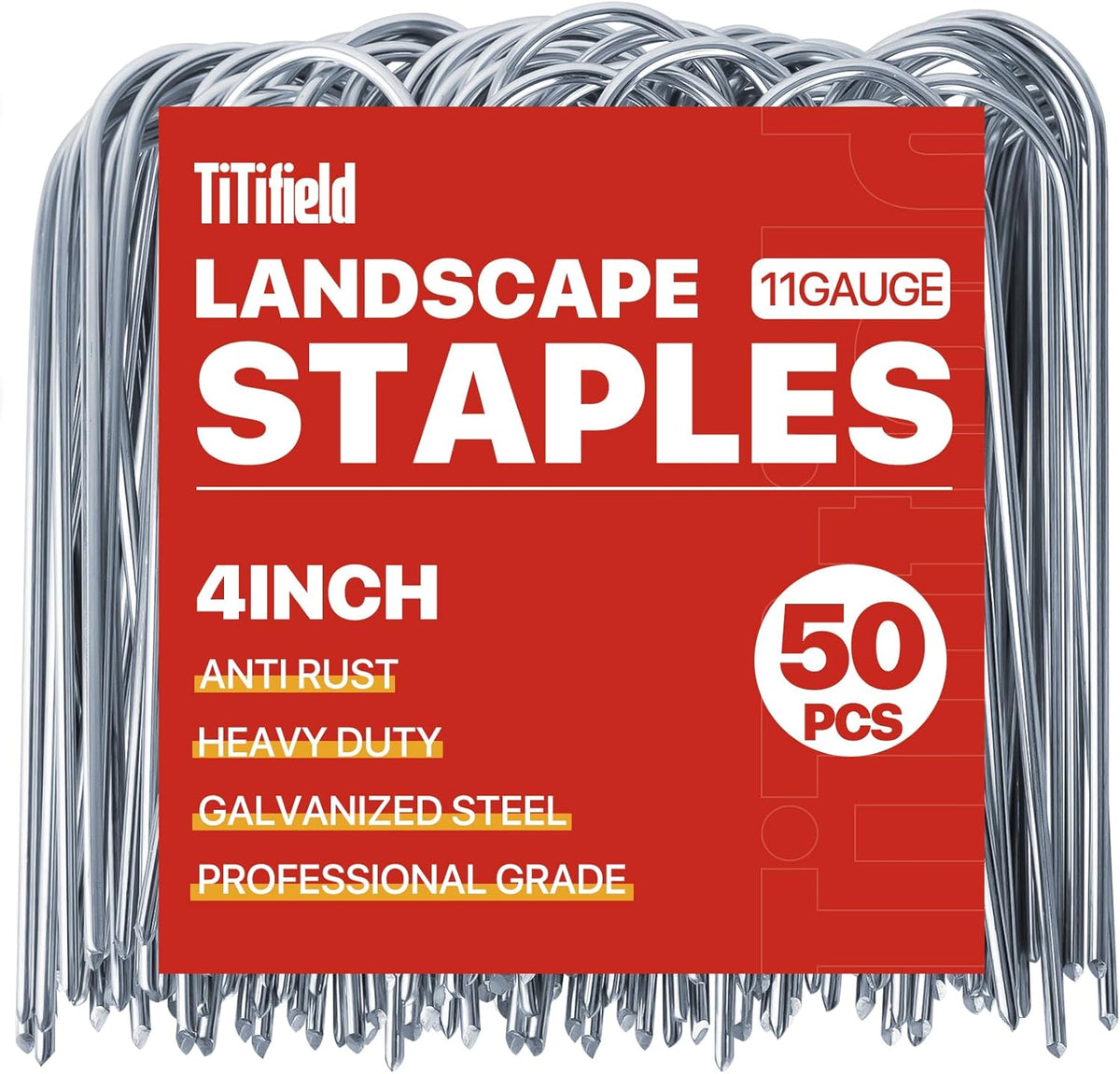 U Shape Garden Stakes 50 Packs 4 Inch 11 Gauge Irrigation Tubing Stakes, Heavy Duty Galvanized