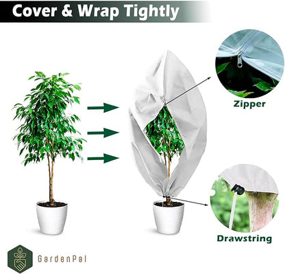 GardenPal Plant Covers Freeze Protection, 75''×90'' Thicken Frost Cloth with Drawstring Reusable
