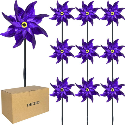 10 PCS Reflective Pinwheels for Yard and Garden Bird Devices Pre-Installed Sparkly Wind Spinner