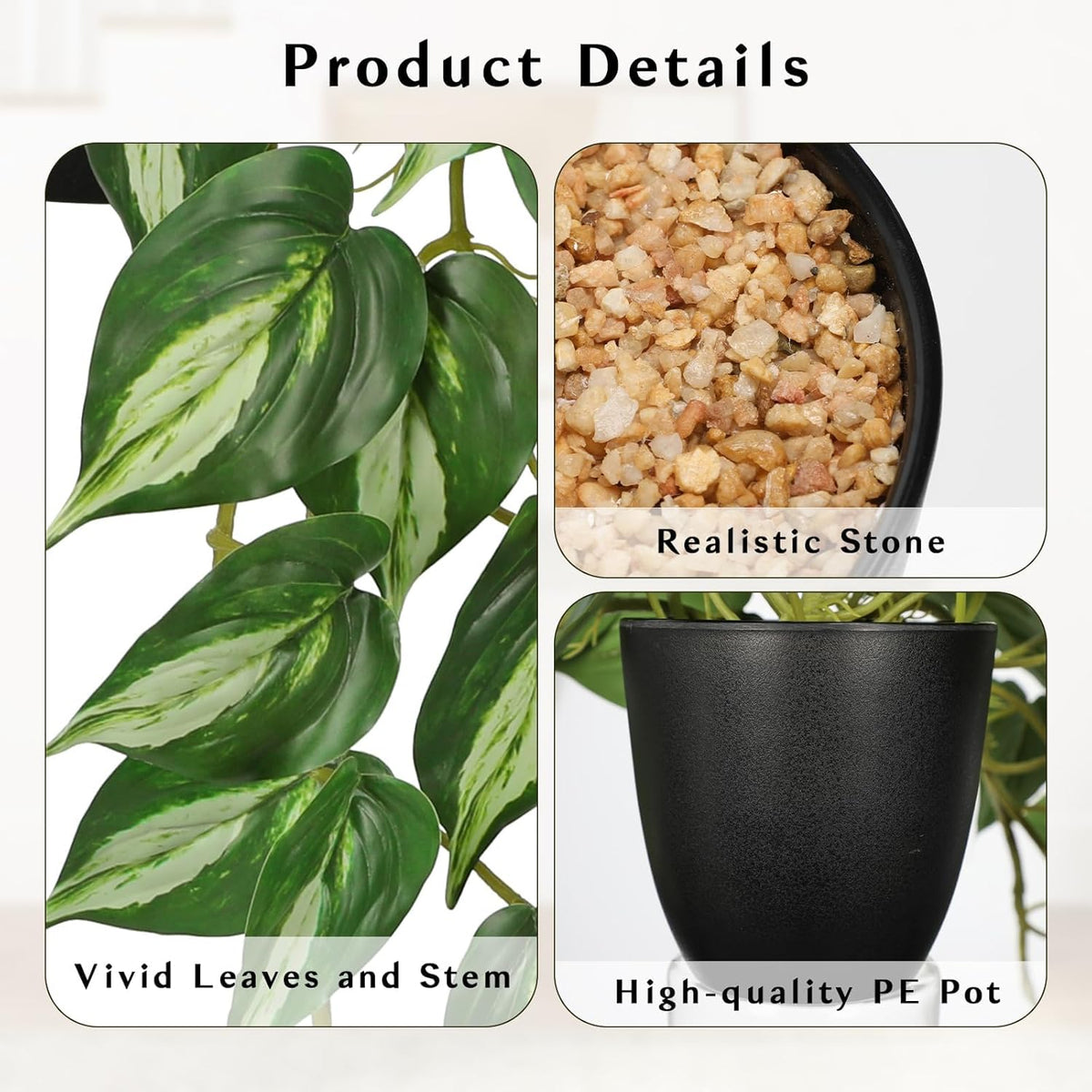 Artificial Pothos Ivy Plant with Pot Artificial Light Green Leaves Featuring for Home Shelf Decor