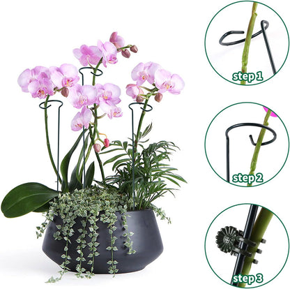 12 Pack Plant Support Stakes with 24 Pcs Plant Clips, Garden Single Stem Support Stake, Plant Cage