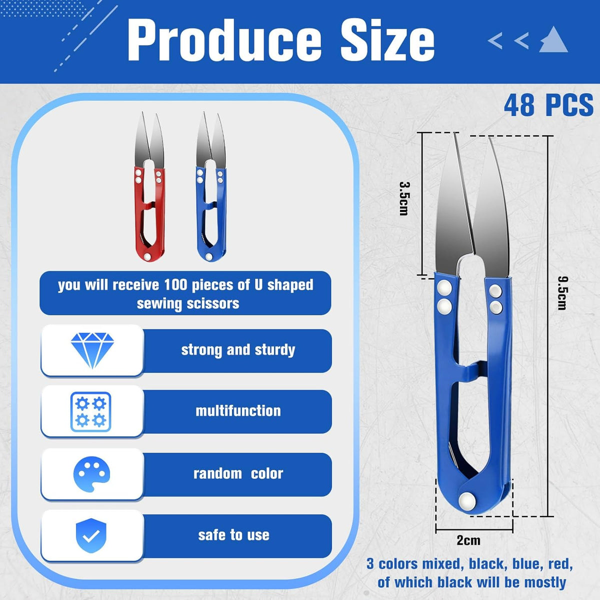 Therwen 48 Pcs 4 Inch Bonsai Pruning Scissors Thread Snips Mini Sewing Scissors U Shaped Bulk Bud