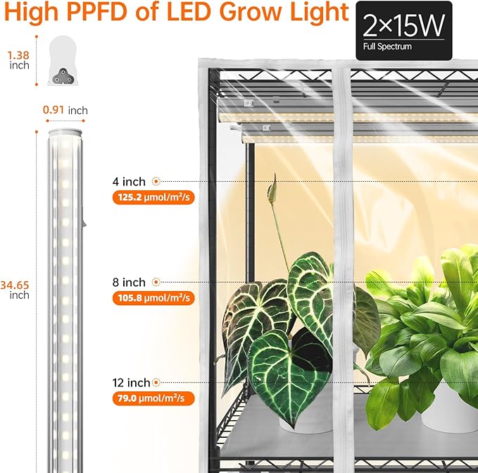 Bstrip Indoor Greenhouse with Grow Light, Tall Green House with 6 Pack T5 Full Spectrum Plant