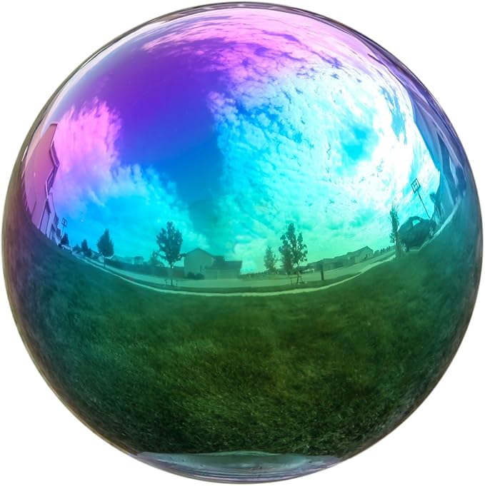 Lily's Home Gazing Globe Mirror Ball in Rainbow Stainless Steel - 10 Inch