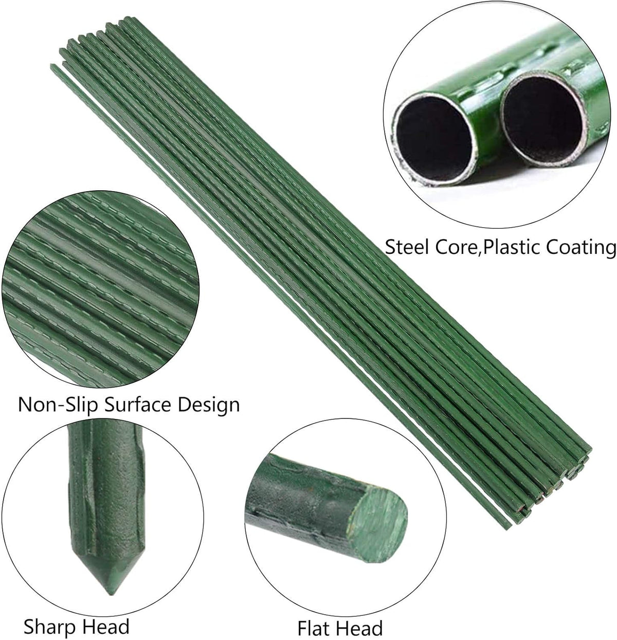 Garden Plant Stakes 24 Inch 2Ft Steel Plant Stick Support, 25 Pack Tomato Stakes for Growing