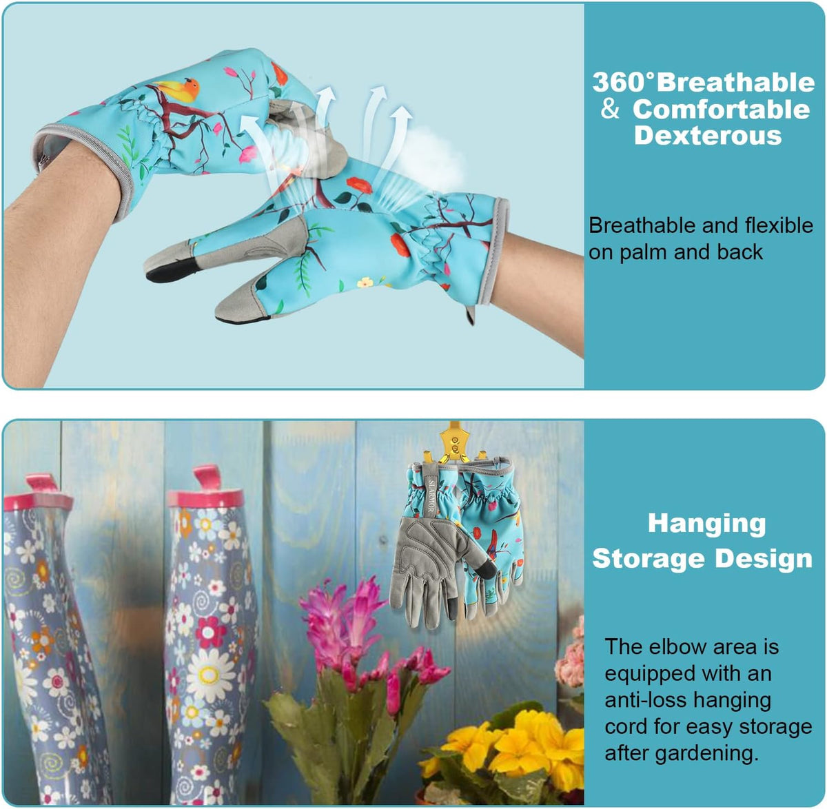 Leather-Gardening-Gloves for Women,Thorn-Proof Work-Gloves for Weeding,Digging,Planting,Pruning