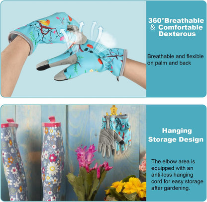 Leather-Gardening-Gloves for Women,Thorn-Proof Work-Gloves for Weeding,Digging,Planting,Pruning