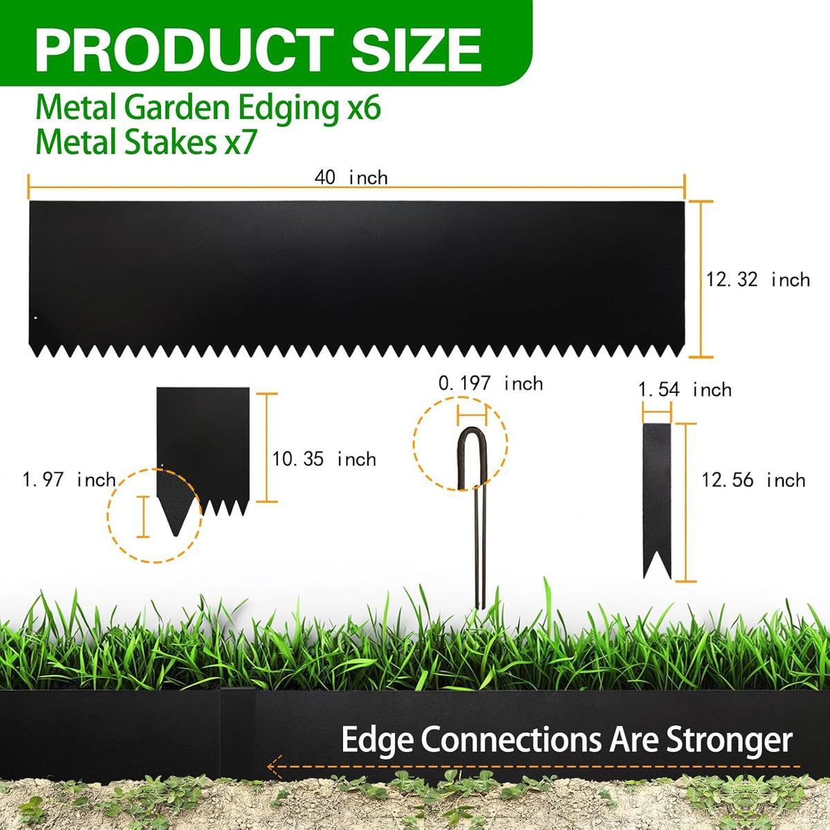 Metal Landscape Edging 6 Pack 40" L x 12.5" H,Galvanized Bendable Metal Garden Edging,Hammer- in