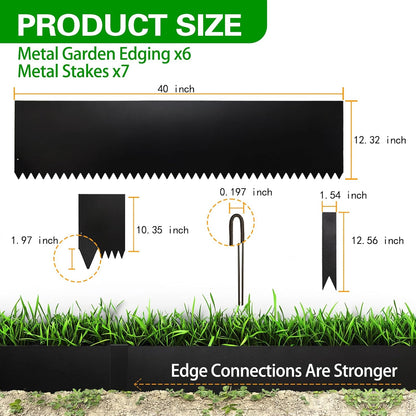 Metal Landscape Edging 6 Pack 40" L x 12.5" H,Galvanized Bendable Metal Garden Edging,Hammer- in