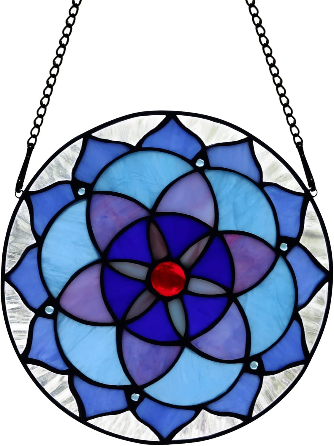Flower of Life Decor Stained Glass Window Hanging,Sacred Geometry Spiritual Gift for Mom on