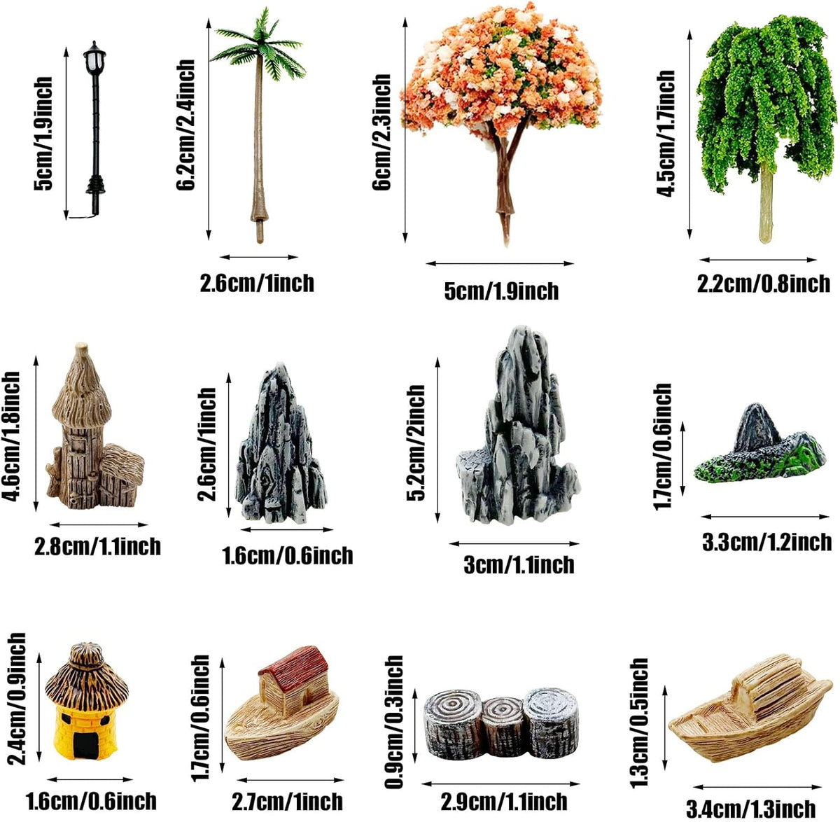 Woohome 42 PCS Mini Garden Accessories Fairy Garden Kit Micro Landscape Mini Zen Garden Accessories