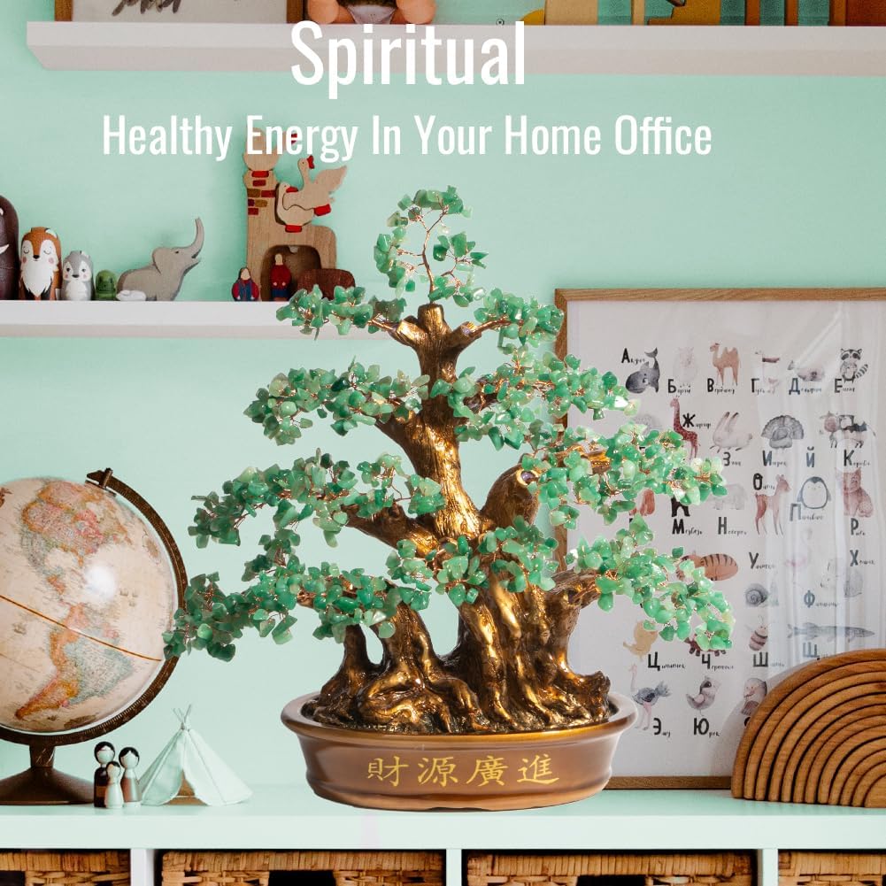 Natural Aventurine (1,300 Gemstone Count) Chakra Crystal Tree with Healing Properties - Home &